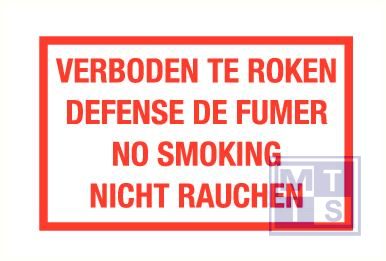 Verboden te roken vinyl 400x300mm