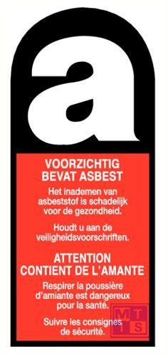 Voorzichtig, bevat asbest nl/fr vinyl 35x70mm