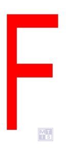 Letter "F" rood vinyl 70mm