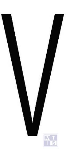 Letter "V" zwart vinyl 70mm