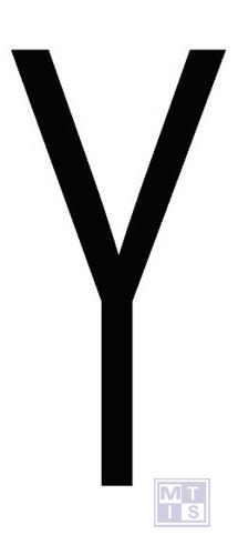 Letter "Y" zwart vinyl 70mm