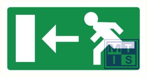 Nooduitgang links plexi fotolum recto 300x150mm