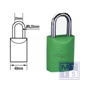 Hangslot gekleurd aluminium groen dezelfde+loper B=40mm