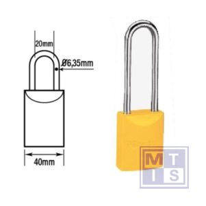 Hangslot gekleurd aluminium blauw dezelfde B=76mm