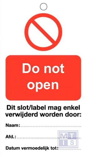 Waarschuwingstag do not open pvc 80x150mm