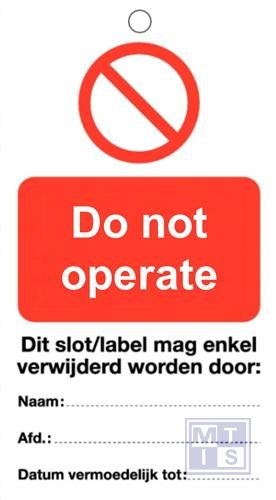 Waarschuwingstag do not operate pvc 80x150mm