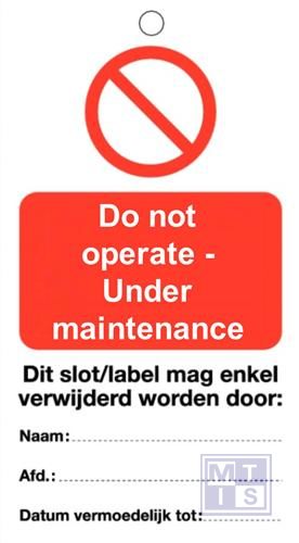 Waarschuwingstag do not operate pvc 80x150mm