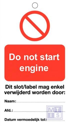 Waarschuwingstag do not start engine pvc 80x150mm