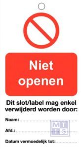 Waarschuwingstag niet openen pvc 80x150mm